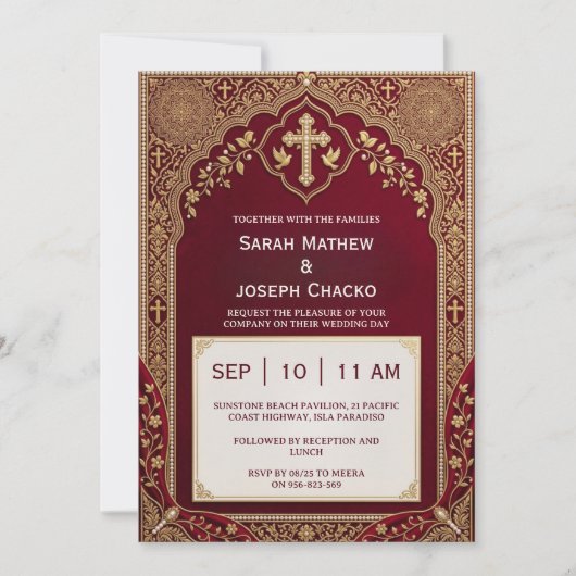 invitation de mariage chrétien indien (Devant)