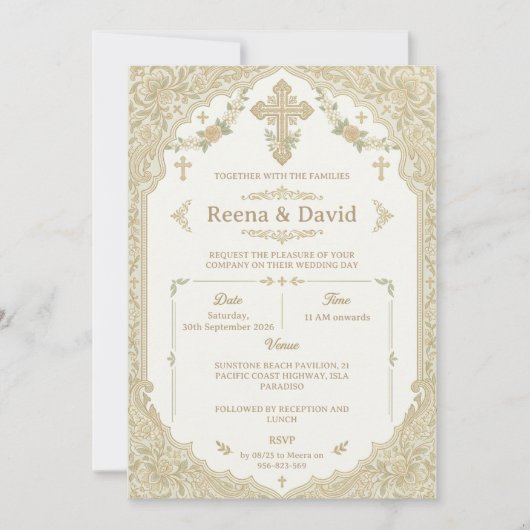 invitation de mariage chrétien indien (Devant)