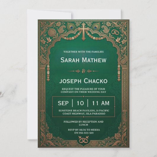 invitation de mariage chrétien indien (Devant)