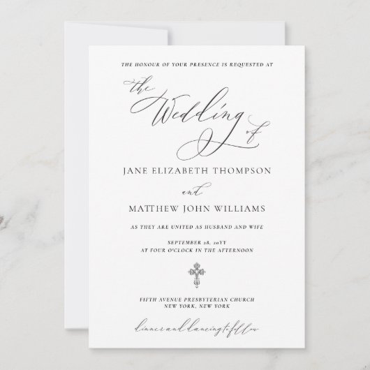Invitation de mariage chrétien Jane avec RSVP (Devant)