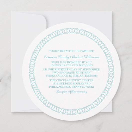 Invitation de mariage circulaire Aqua (Devant)