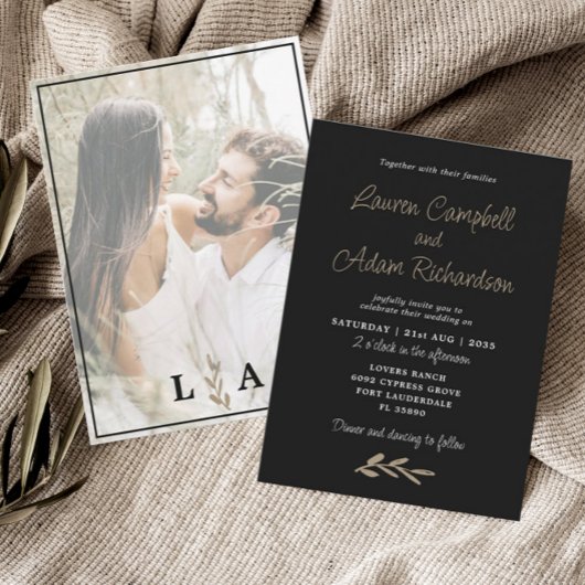 Invitation de mariage classe noir et blanc moderne