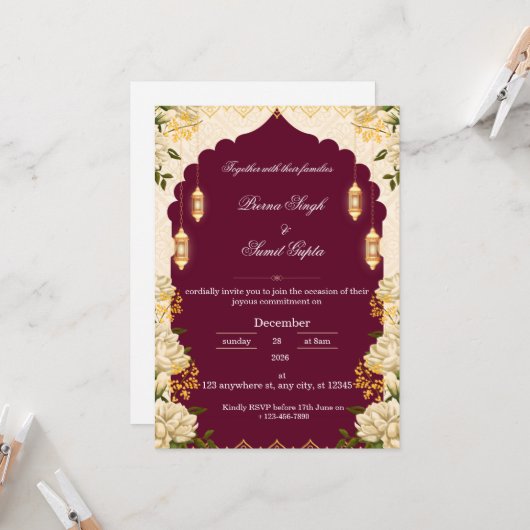 Invitation de mariage classique (Devant/Arrière en situation)