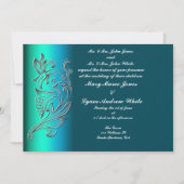 Invitation de mariage classique aqua en relief (Devant)