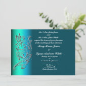 Invitation de mariage classique aqua en relief (Debout devant)