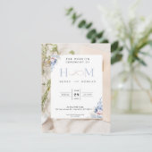 Invitation de mariage, classique avec fleurs bleue (Debout devant)