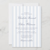 Invitation de mariage classique bleu rayé Préppy (Devant)