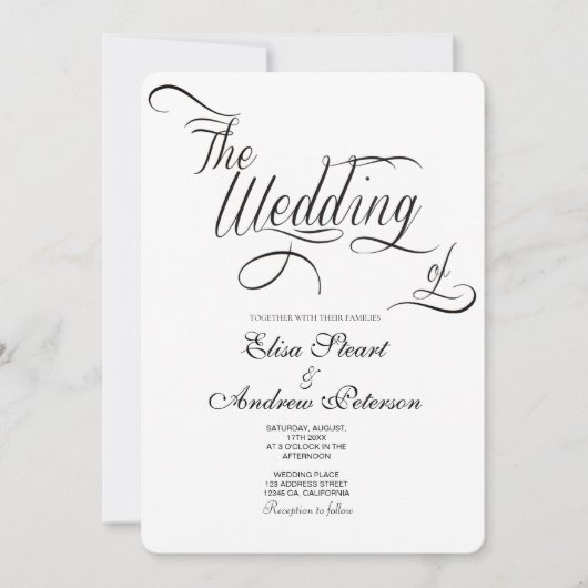 Invitation de mariage classique calligraphiée élég (Devant)