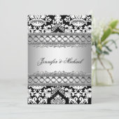 Invitation de mariage classique damassé pour la fê (Debout devant)