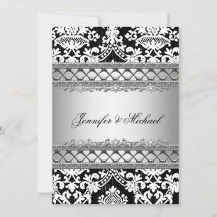 Invitation de mariage classique damassé pour la fê