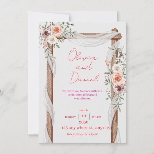 Invitation de mariage classique – Élégante et inte (Devant)