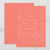 Invitation de mariage classique élégante pêche (Devant / Derrière)