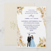 Invitation de mariage classique en beige et or (Devant / Derrière)