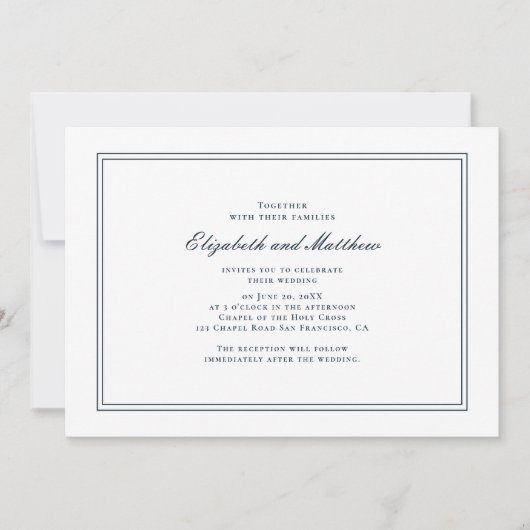 Invitation de mariage classique et simple et éléga (Devant)