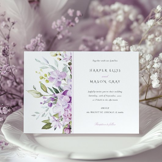 Invitation de mariage classique Lilac Garden