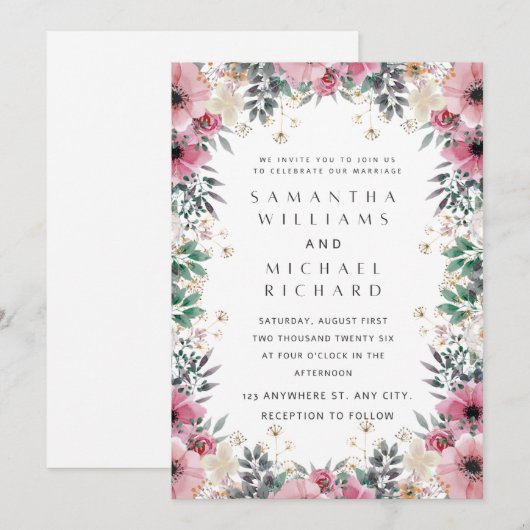 Invitation de mariage classique – Timeless & Sophi (Devant / Derrière)