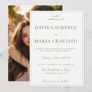Invitation de mariage classique vintage vert sauge