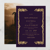 Invitation de mariage classique violet (Devant / Derrière)