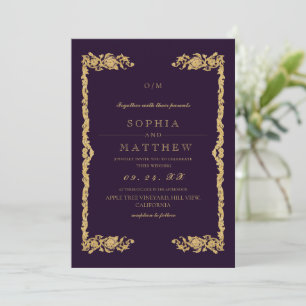 Invitation de mariage classique violet