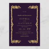 Invitation de mariage classique violet (Devant)