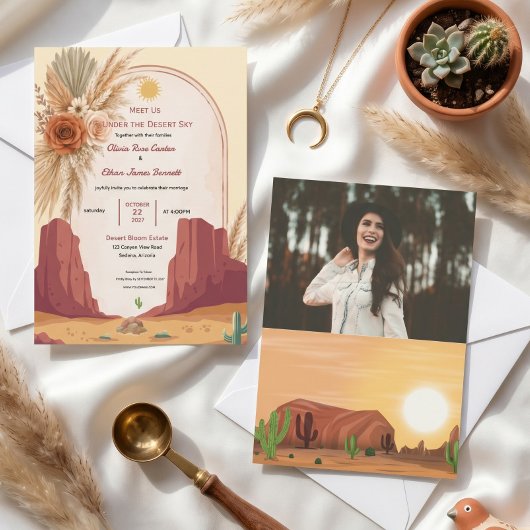 Invitation de mariage classique virale boho désert