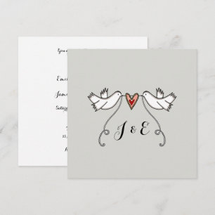 Invitation de mariage coeur d'amour colombes blanc