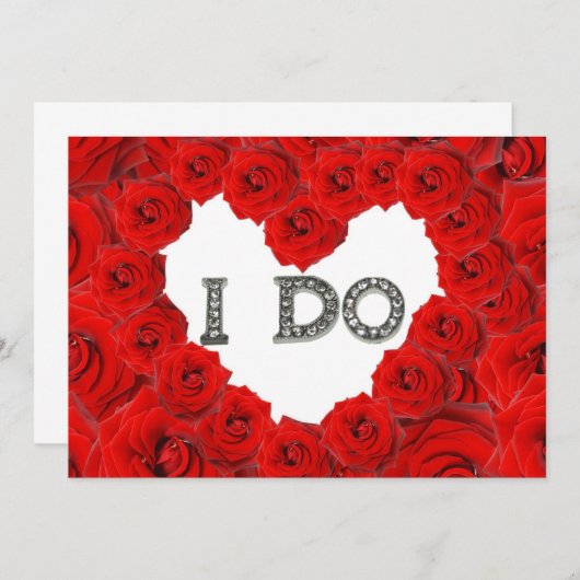 Invitation de mariage coeur de roses rouges I Do B (Devant / Derrière)