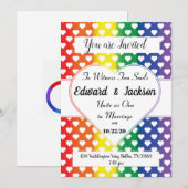 Invitation de mariage coeurs LGBT (Devant / Derrière)