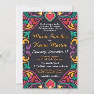 Invitation de mariage colorée à la frontière espag