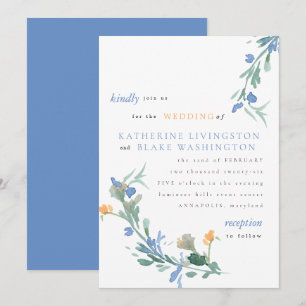 Invitation de mariage colorée aux fleurs sauvages