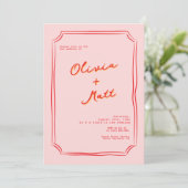 Invitation de mariage colorée rouge et rose (Debout devant)
