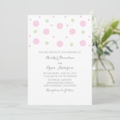 Invitation de mariage Confetti vert rose (Debout devant)