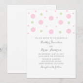 Invitation de mariage Confetti vert rose (Devant / Derrière)