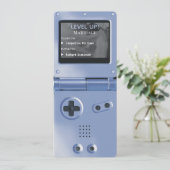 Invitation de mariage console de jeu rétro bleue (Debout devant)