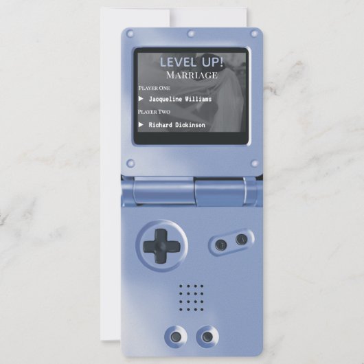 Invitation de mariage console de jeu rétro bleue (Devant)