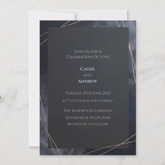 Invitation de mariage Constellation d'étoiles doré (Devant)