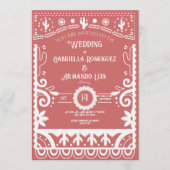 Invitation de mariage corail rose et blanc en papi (Devant)