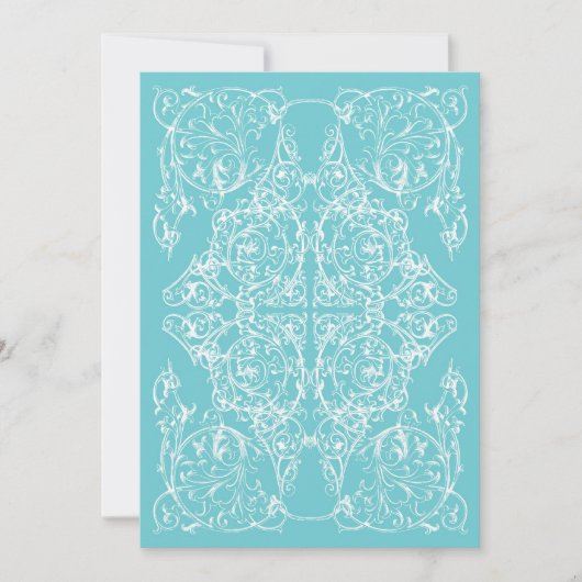 Invitation de mariage Corner Flourish Bleu) (Devant)