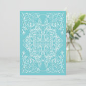Invitation de mariage Corner Flourish Bleu) (Debout devant)