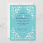 Invitation de mariage Corner Flourish Bleu) (Dos)