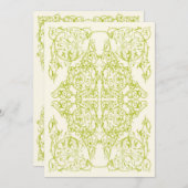 Invitation de mariage Corner Flourish (Chartreuse) (Devant / Derrière)