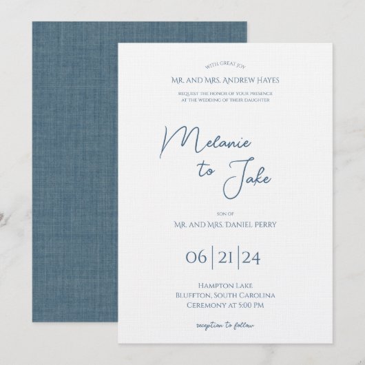 Invitation de mariage côtier (Devant / Derrière)