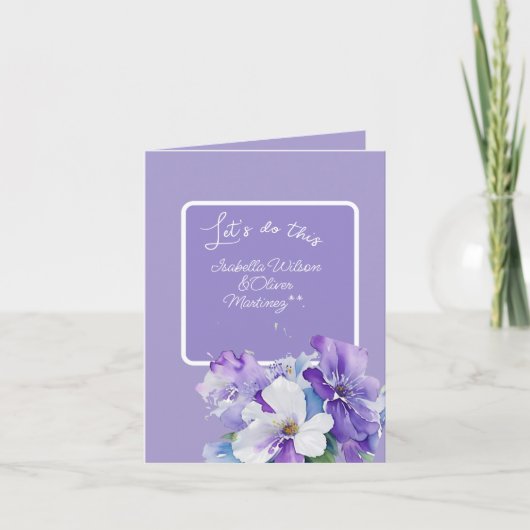 invitation de mariage couleur lavande florale (Devant)