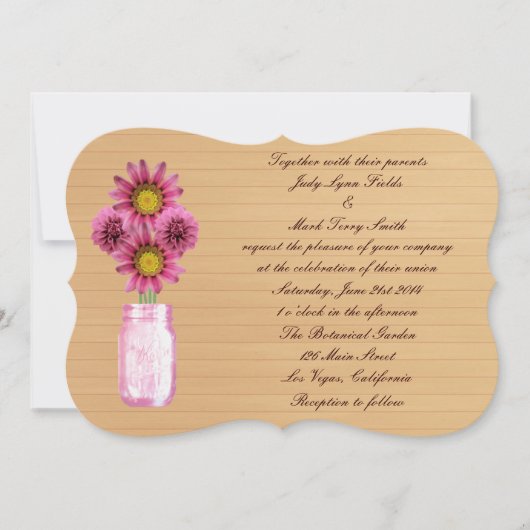Invitation de mariage Country Rustic Pink Mason Ja (Devant)