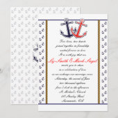 Invitation de mariage couple amour ancre nautique (Devant / Derrière)