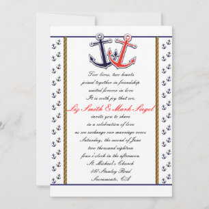 Invitation de mariage couple amour ancre nautique