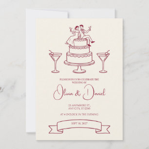 Invitation de mariage couple gâteau de mariage Lig