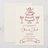 Invitation de mariage couple gâteau de mariage Lig (Devant / Derrière)
