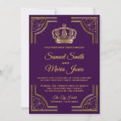 Invitation de mariage couronne ornée or royal pour (Devant)