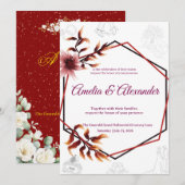 Invitation de mariage · Couverture florale élégant (Devant / Derrière)